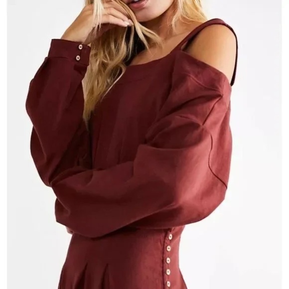 NEW FREE PEOPLE FP BEACH IBIZA MIDI DRESS IN EMPRESS ROCK (XS) - Picture 1 of 4